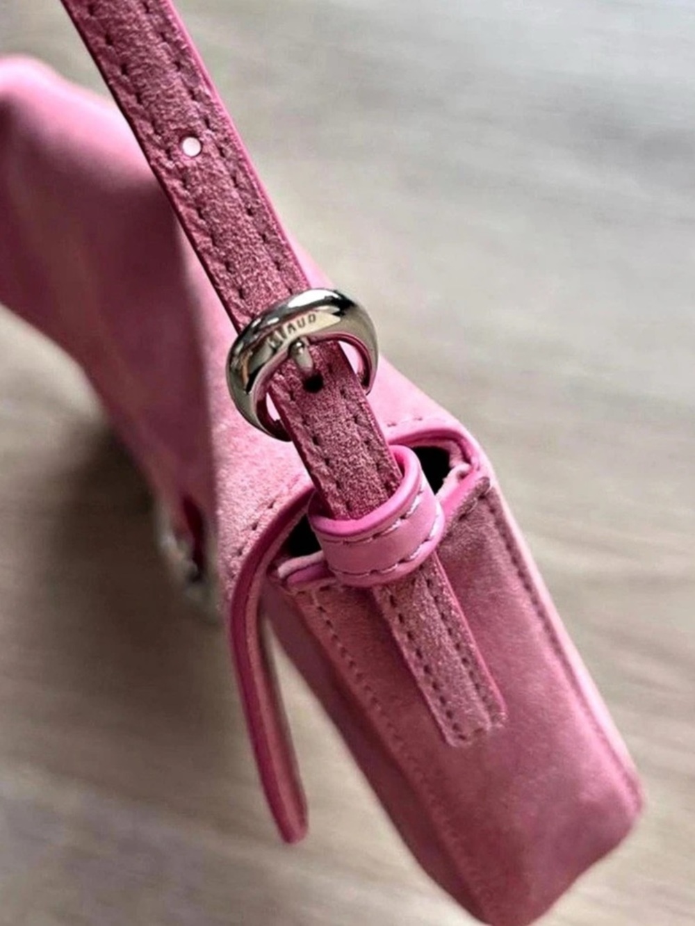 STAUD Harlow Suede Shoulder Bag Pink - Picture 4 of 5